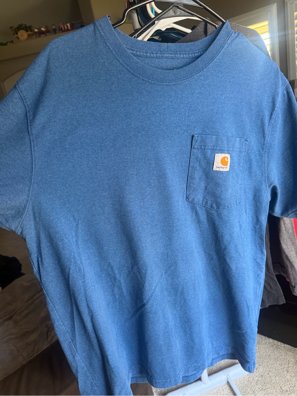 Carhartt Blue Loose Fit Tee with Logo Print
